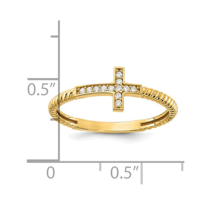 10K Gelbgold 10K Poliert Zirkonia Kreuz Ring