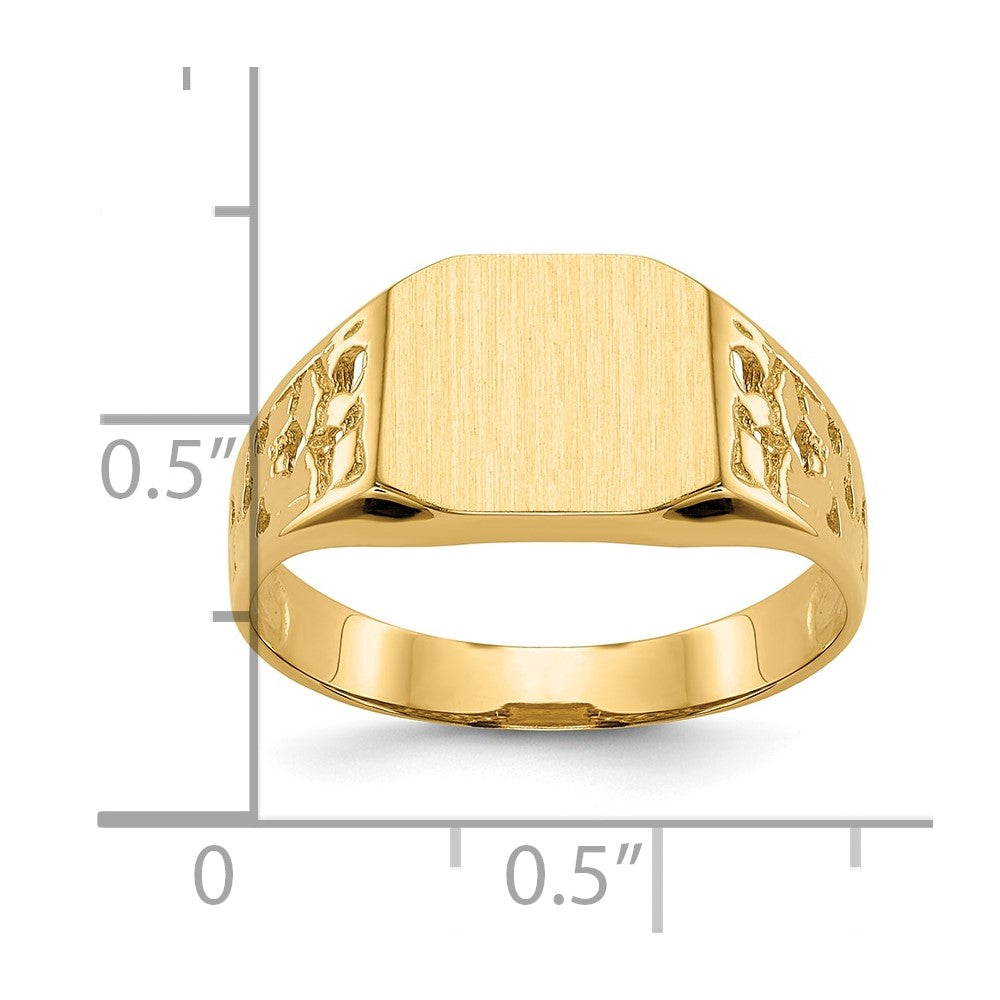 10K Gelbgold 9.0x10.5mm Offen Rückseite Herren Siegel Ring