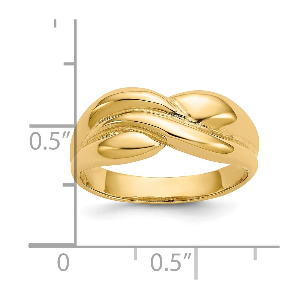 10K Gelbgold Poliert Gedreht Kuppel Ring