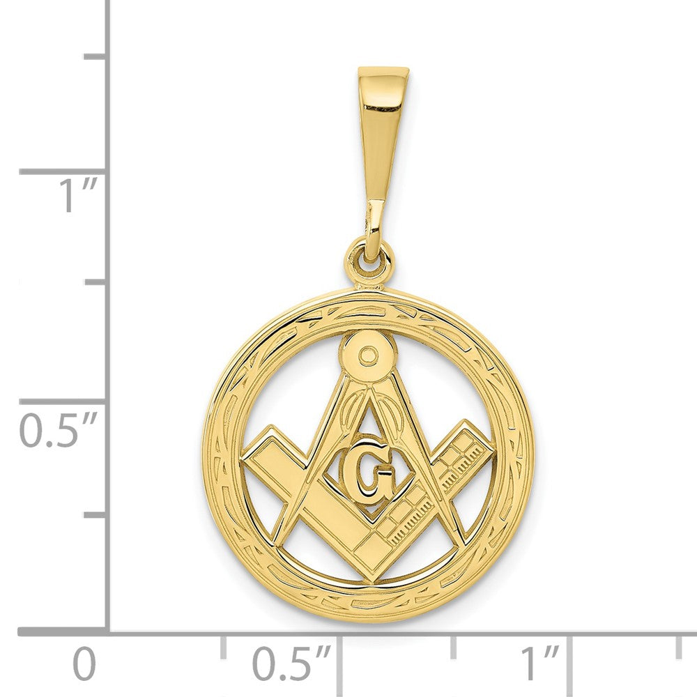 10K Gelbgold Poliert und Strukturiert Freimaurer Symbol Anhänger