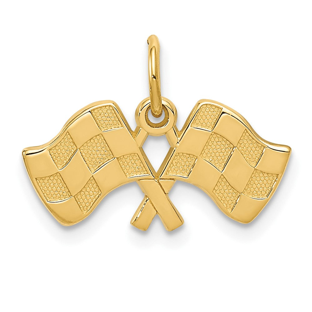 10K Gelbgold Racing Flags Charm