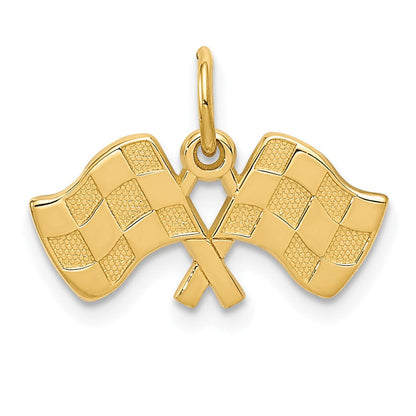 10K Gelbgold Racing Flags Charm