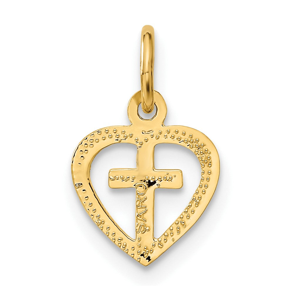 10K Gelbgold Kreuz in Herz Charm