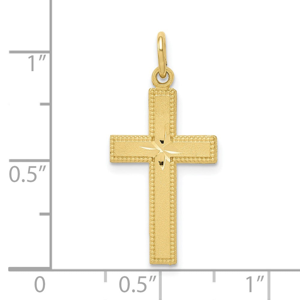 10K Gelbgold Diamantiert Kreuz Anhänger