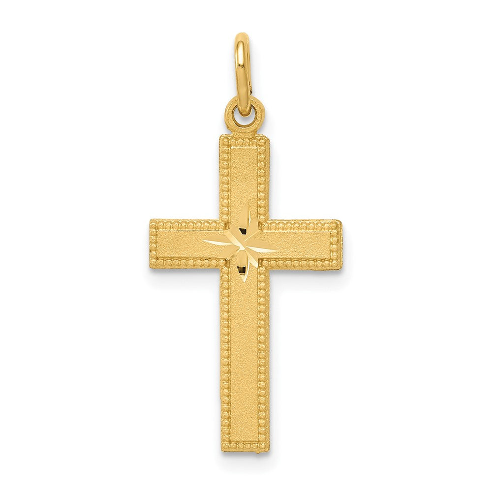 10K Gelbgold Diamantiert Kreuz Anhänger