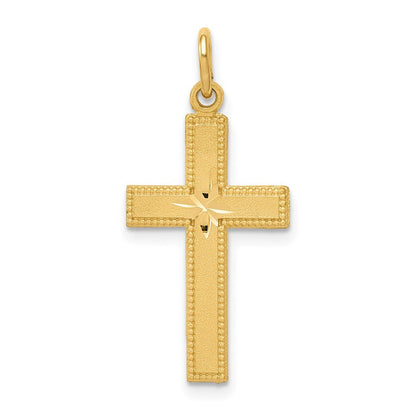 10K Gelbgold Diamantiert Kreuz Anhänger