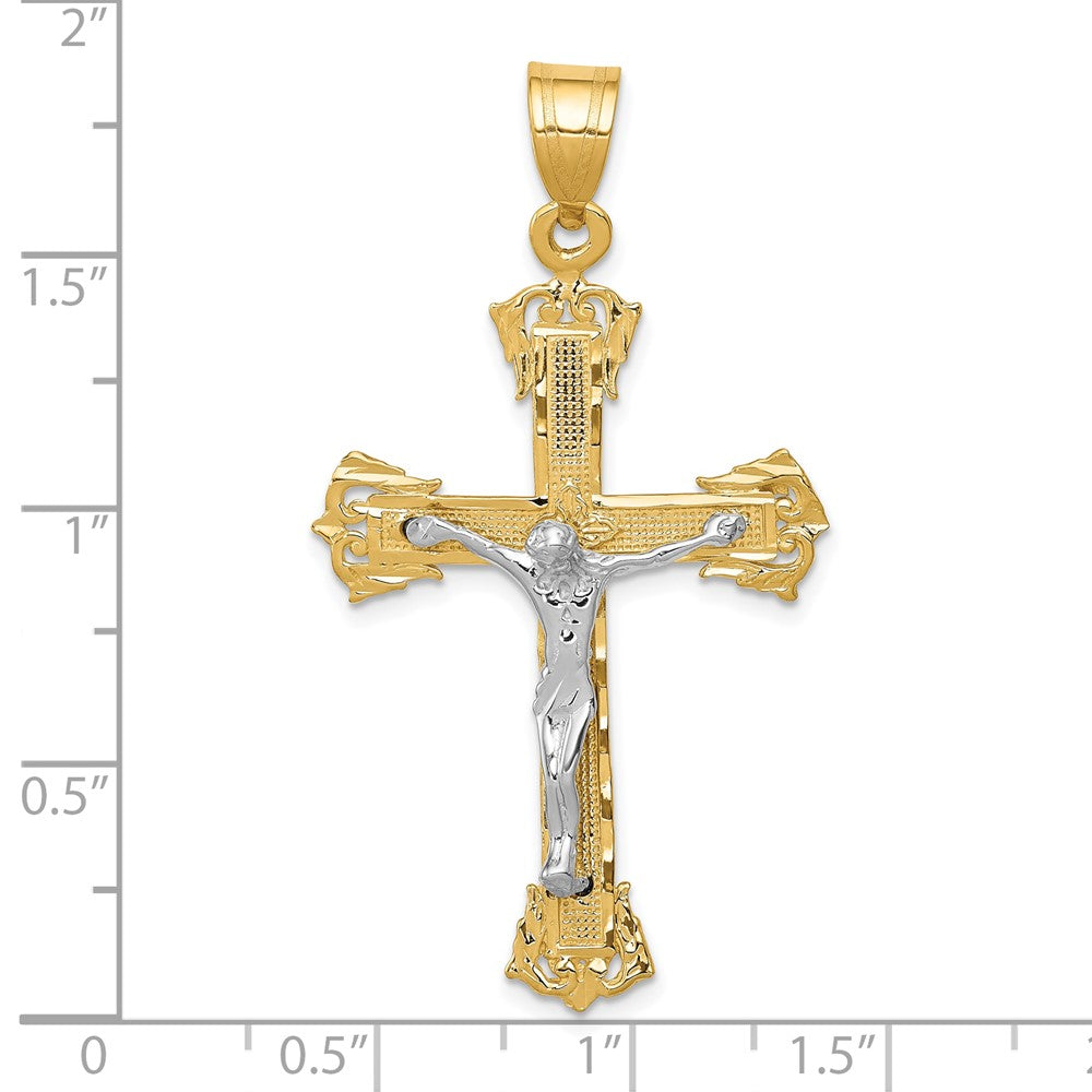 10K Bicolor Diamantiert Kruzifix Anhänger