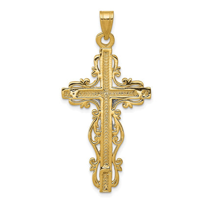 10K Bicolor Diamantiert Kruzifix Anhänger