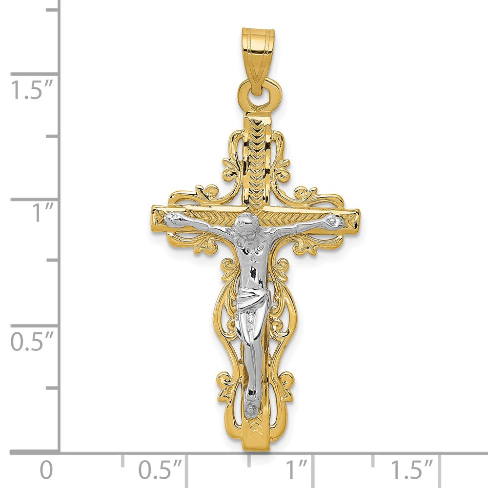 10K Bicolor Diamantiert Kruzifix Anhänger