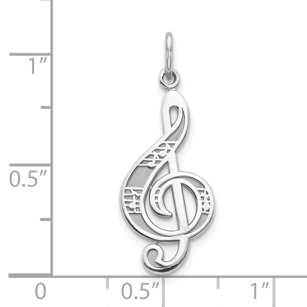 10K Weißgold Noten Schlüssel Charm