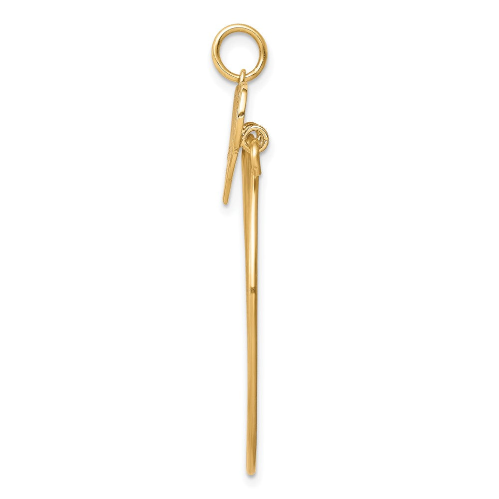 10K Gelbgold Poliert Filigran Liebe Charm Halter