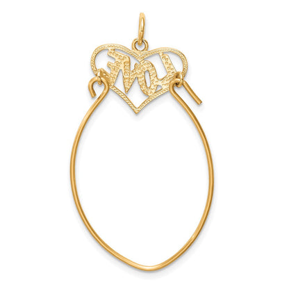 10K Gelbgold Poliert Filigran Liebe Charm Halter
