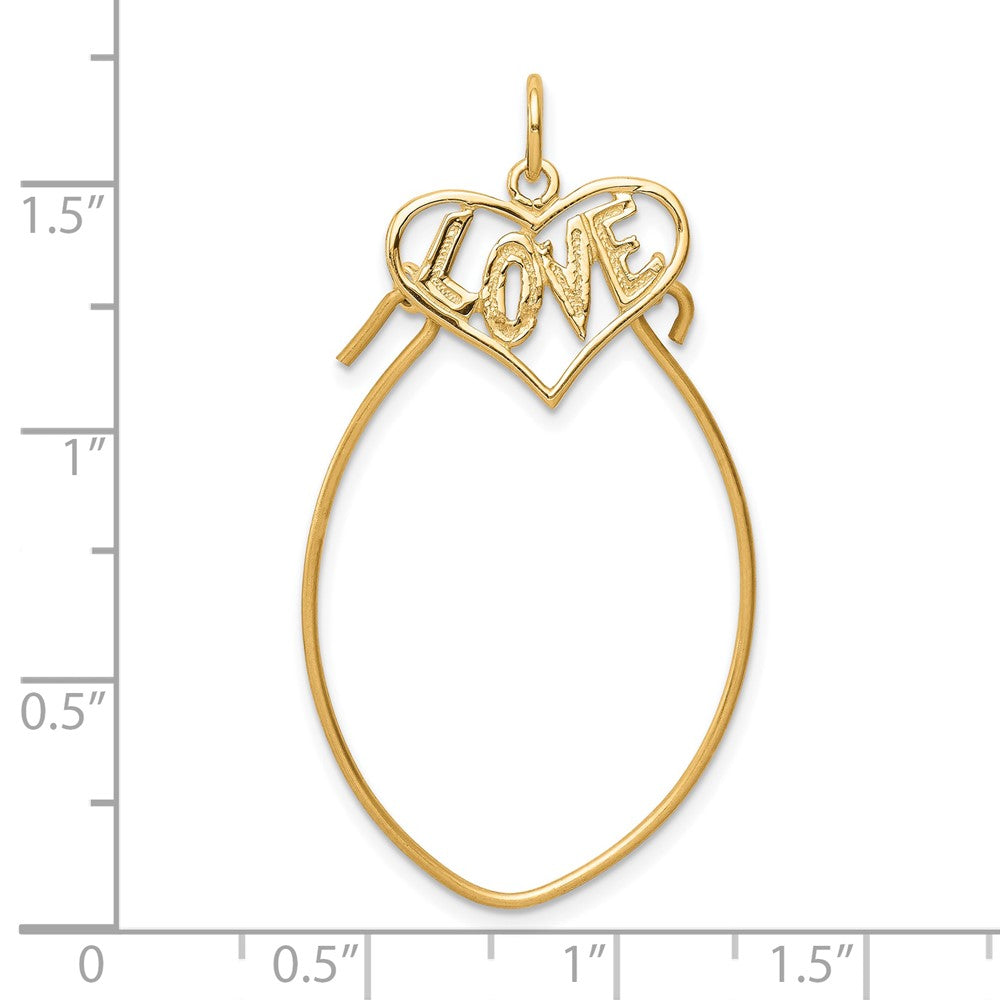 10K Gelbgold Poliert Filigran Liebe Charm Halter