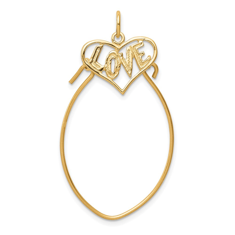 10K Gelbgold Poliert Filigran Liebe Charm Halter