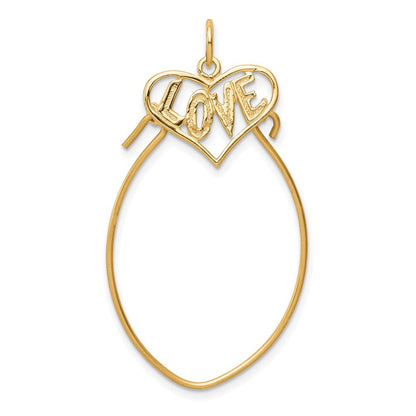 10K Gelbgold Poliert Filigran Liebe Charm Halter