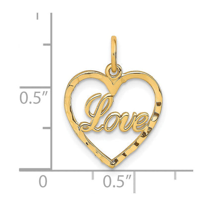 10K Gelbgold Poliert Liebe Herz Anhänger