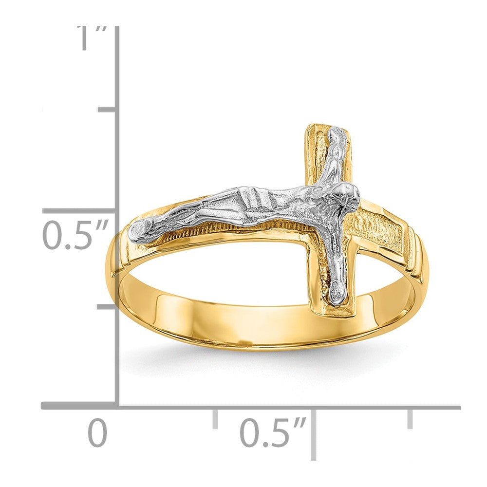 10K Bicolor 10K Bicolor Poliert Diamantiert Herren Kruzifix Ring