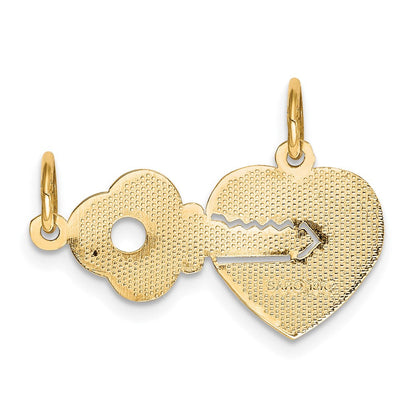 10K Gelbgold Herz und Key Break-apart Charm