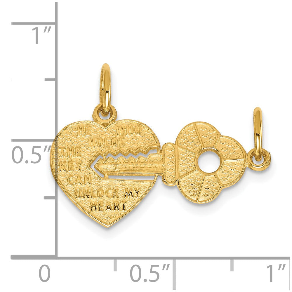 10K Gelbgold Herz und Key Break-apart Charm