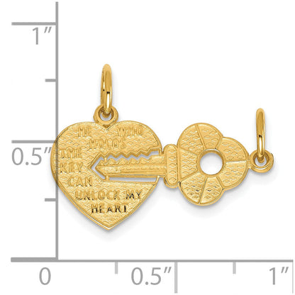 10K Gelbgold Herz und Key Break-apart Charm