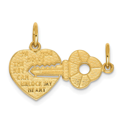 10K Gelbgold Herz und Key Break-apart Charm