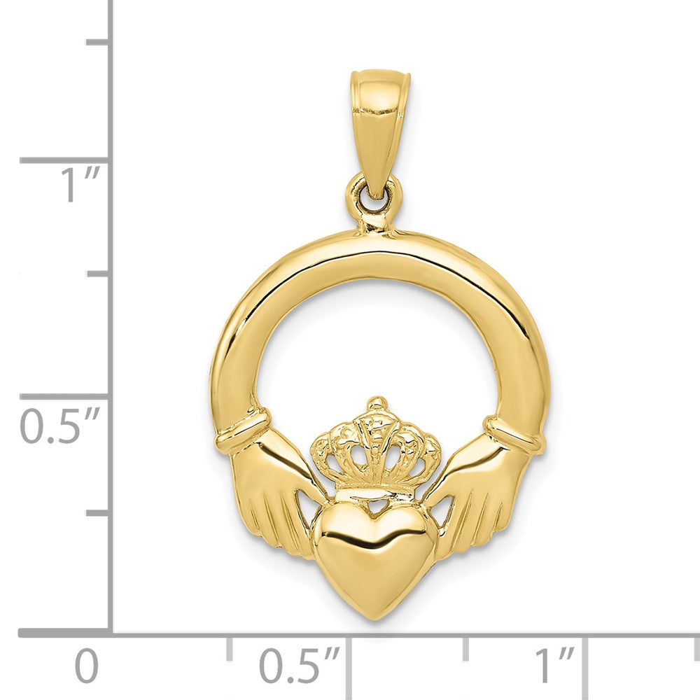 10K Gelbgold Poliert Claddagh Anhänger