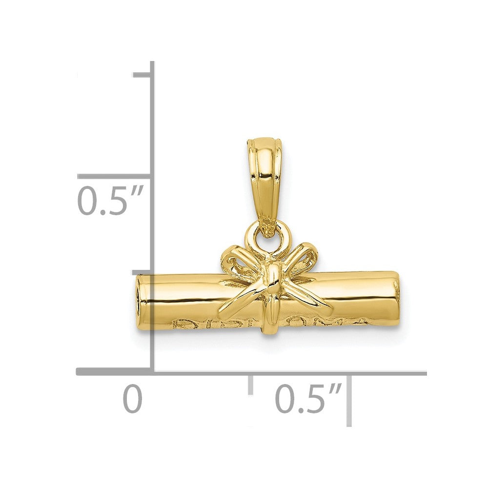 10K Gelbgold 3-d Diploma Anhänger