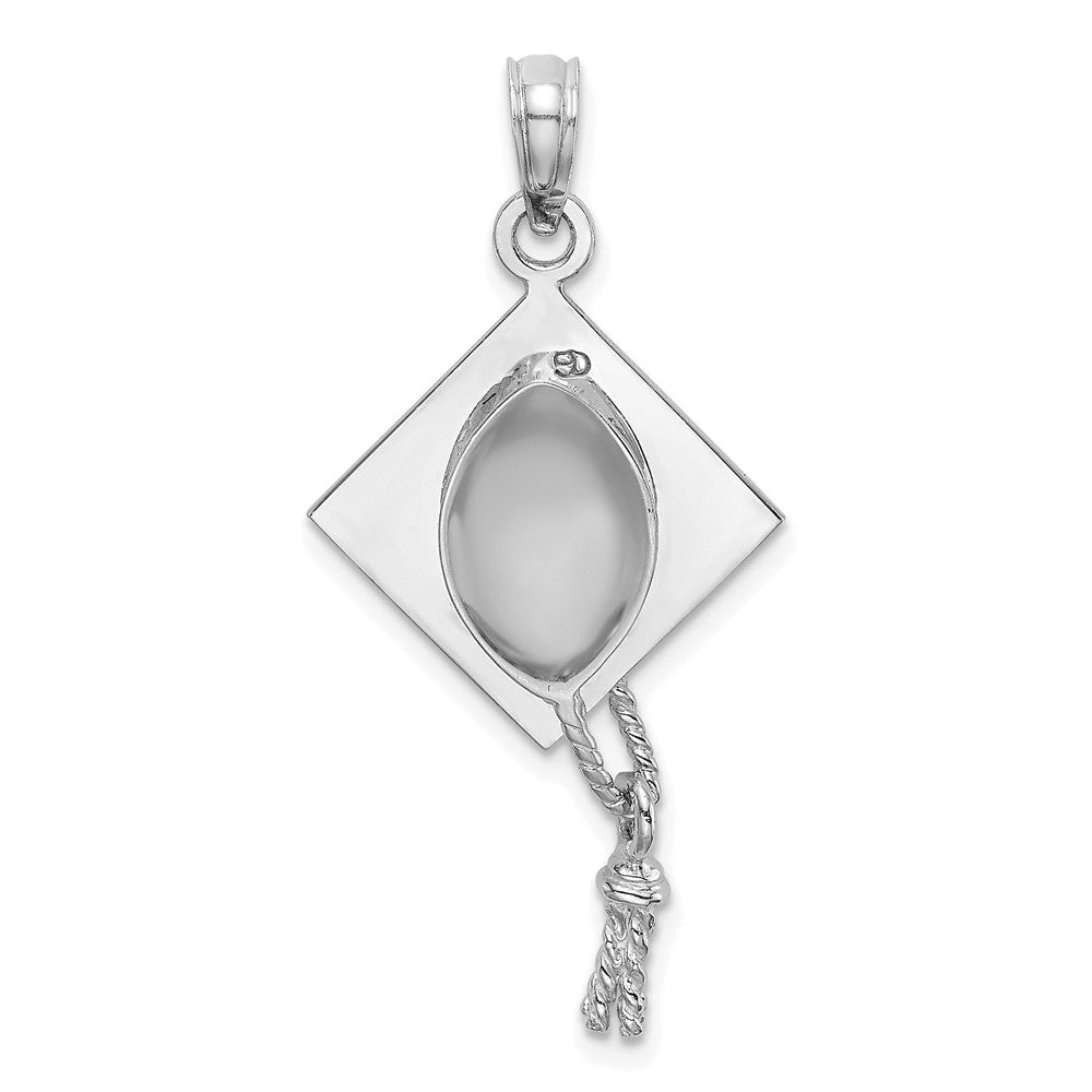 10K Weißgold 10K 3-d Abschluss Cap mit Beweglich Tassle Charm