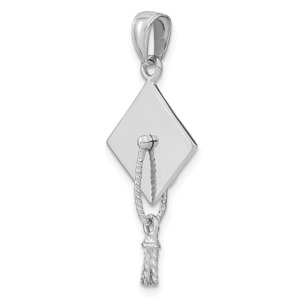 10K Weißgold 10K 3-d Abschluss Cap mit Beweglich Tassle Charm