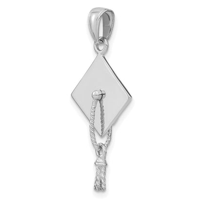 10K Weißgold 10K 3-d Abschluss Cap mit Beweglich Tassle Charm