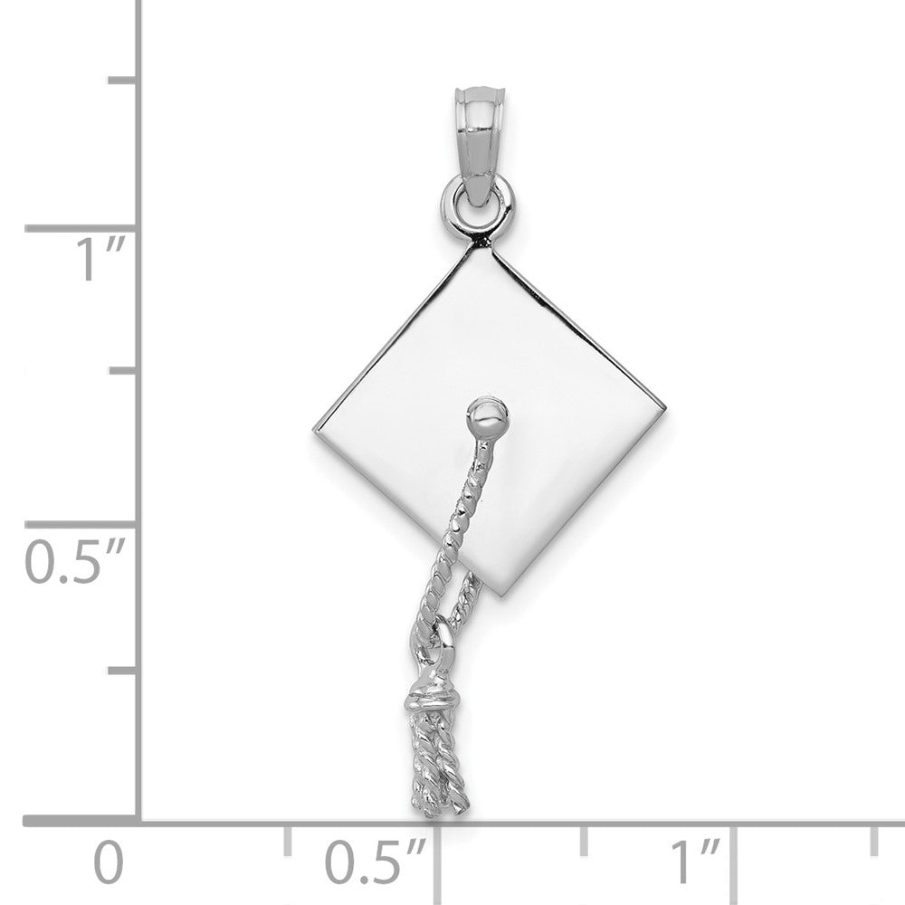 10K Weißgold 10K 3-d Abschluss Cap mit Beweglich Tassle Charm