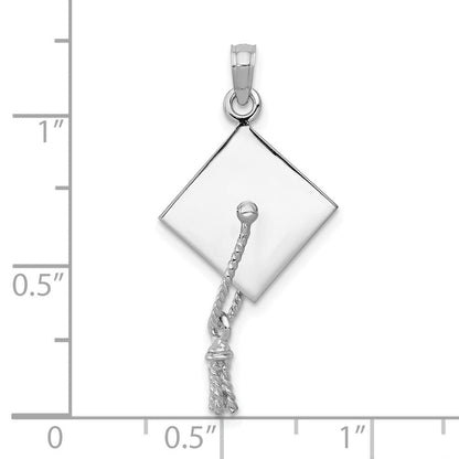 10K Weißgold 10K 3-d Abschluss Cap mit Beweglich Tassle Charm