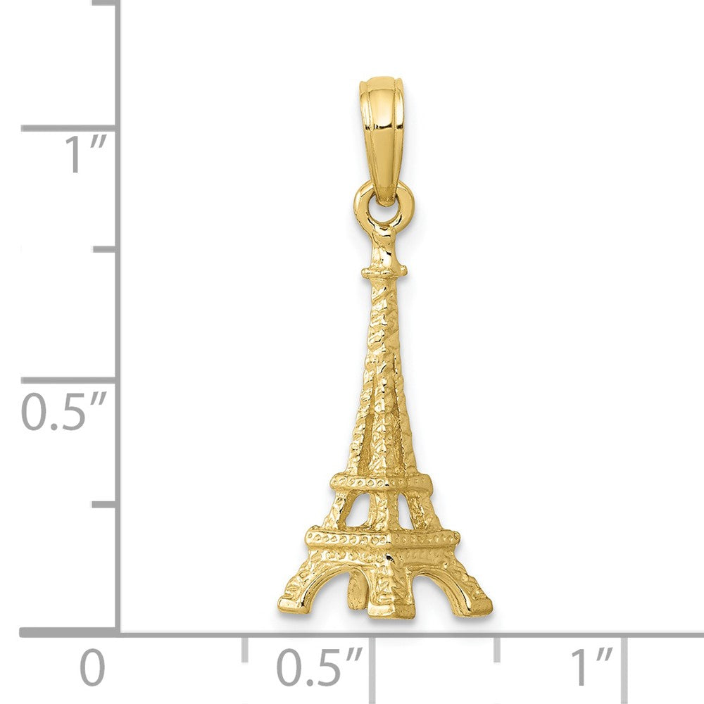 10K Gelbgold Massiv Poliert 3-d Eiffel Tower Charm