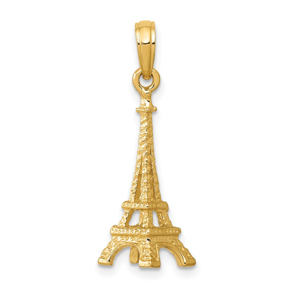 10K Gelbgold Massiv Poliert 3-d Eiffel Tower Charm