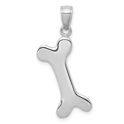 10K Weißgold 3-d Hund Bone Anhänger
