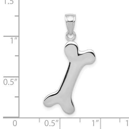 10K Weißgold 3-d Hund Bone Anhänger