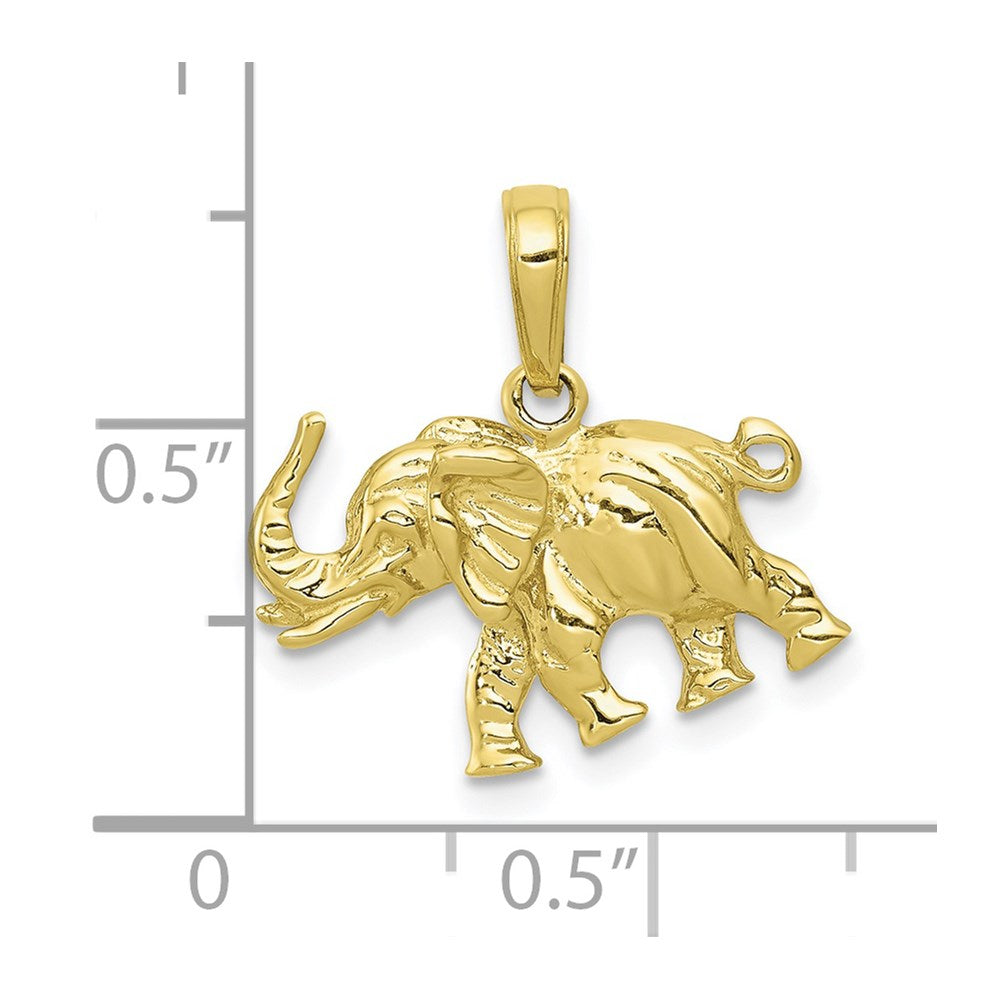 10K Gelbgold 10K Satiniert 3-d Elefant Anhänger