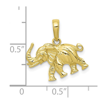 10K Gelbgold 10K Satiniert 3-d Elefant Anhänger