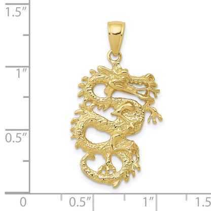 10K Gelbgold Massiv 3-d Drache Anhänger