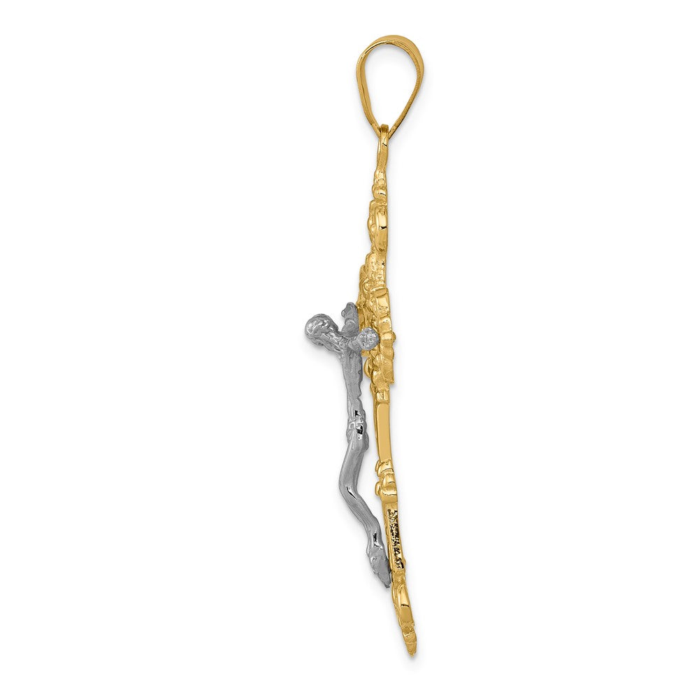 10K Bicolor Inri Fleur De Lis Kruzifix Anhänger