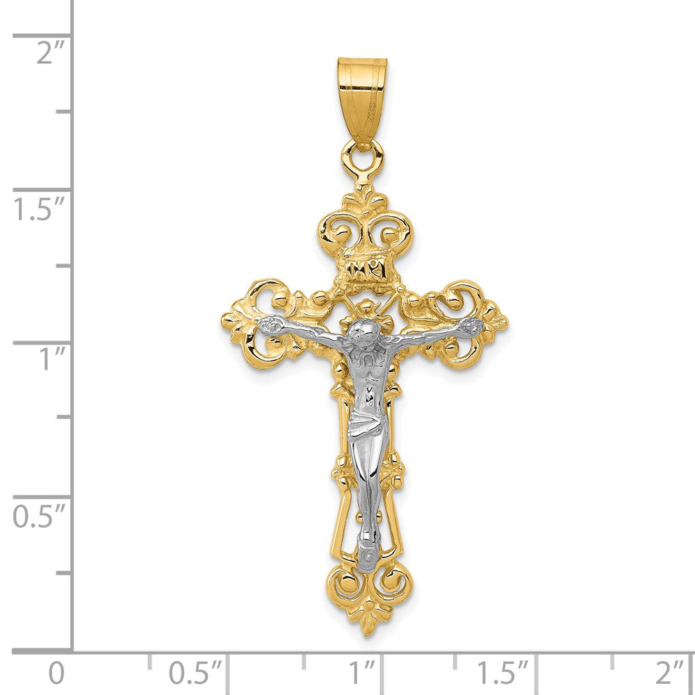10K Bicolor Inri Fleur De Lis Kruzifix Anhänger