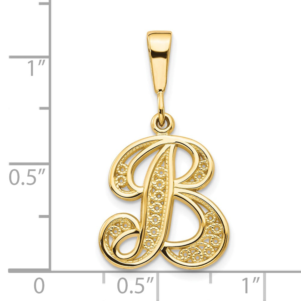 10K Gelbgold Filigran Initiale B Anhänger