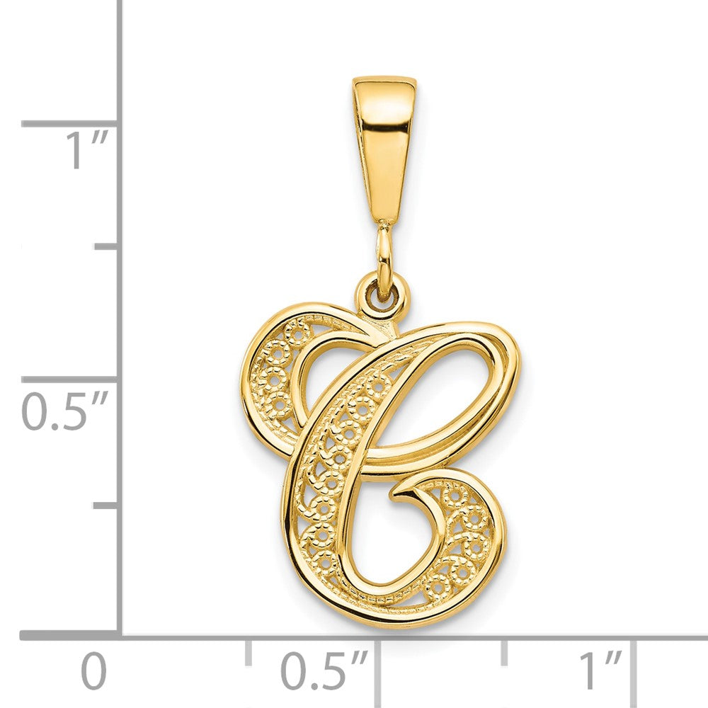 10K Gelbgold Filigran Initiale C Anhänger