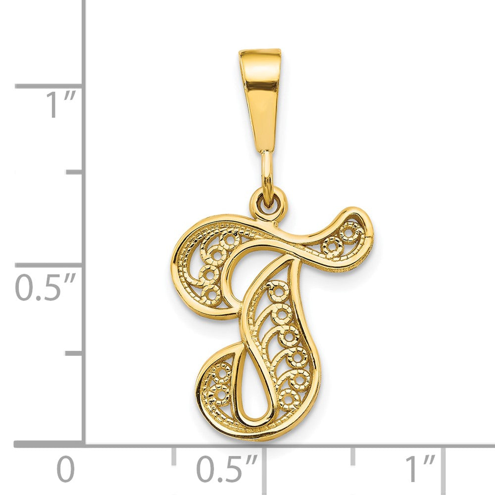 10K Gelbgold Initiale T Anhänger