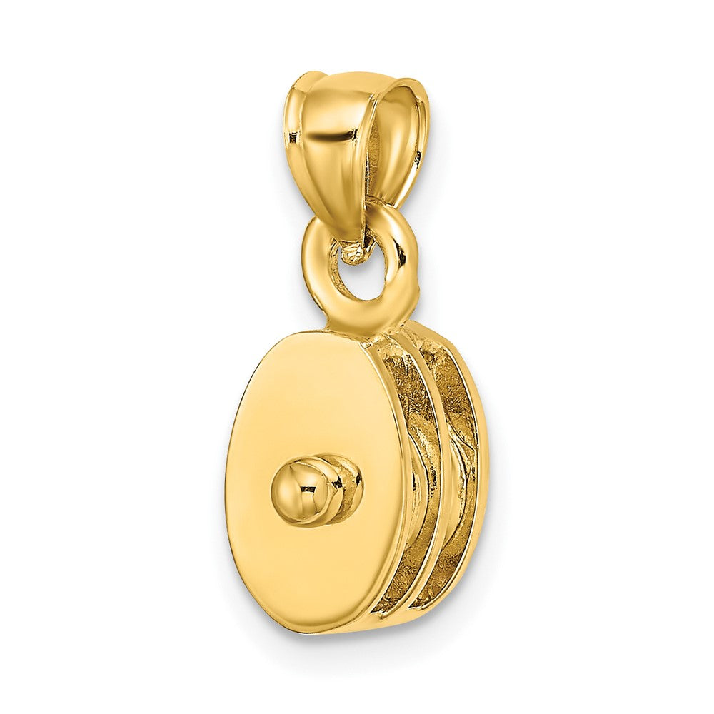 10K Gelbgold 10K Poliert 3-d Beweglich Pulley Charm