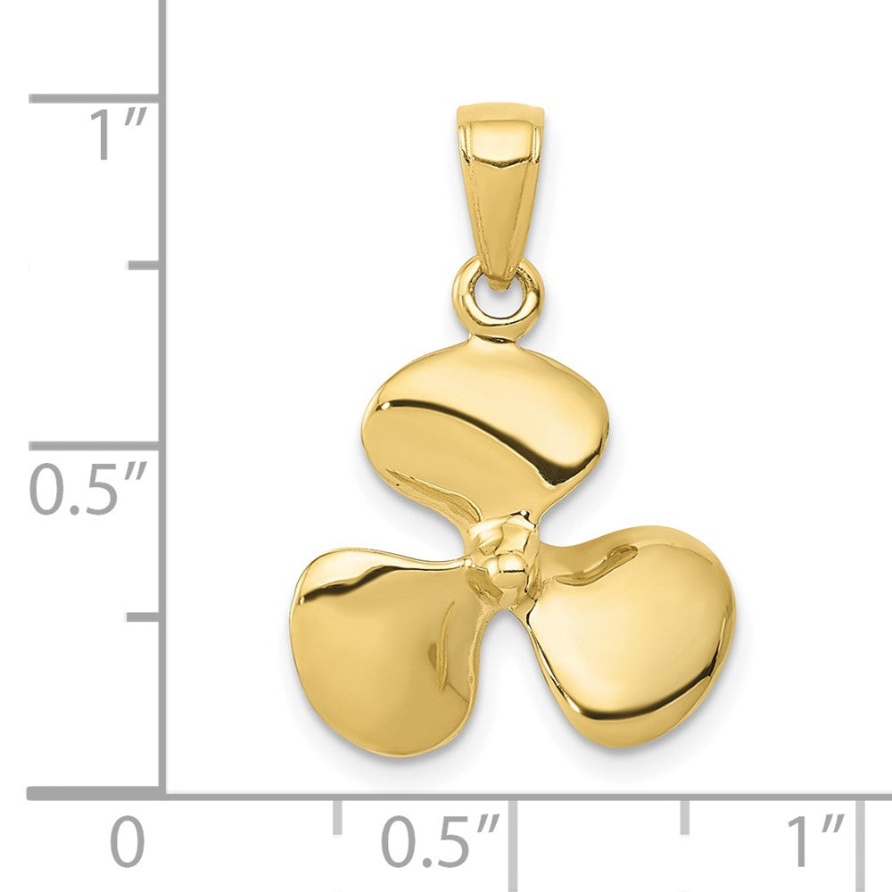 10K Gelbgold 10K Poliert 3-d Propeller Anhänger