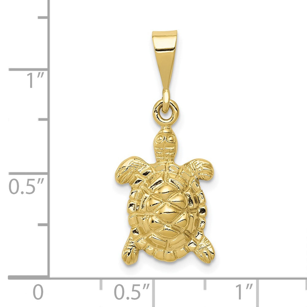 10K Gelbgold Massiv Poliert Offen-backed Meer Schildkröte Charm