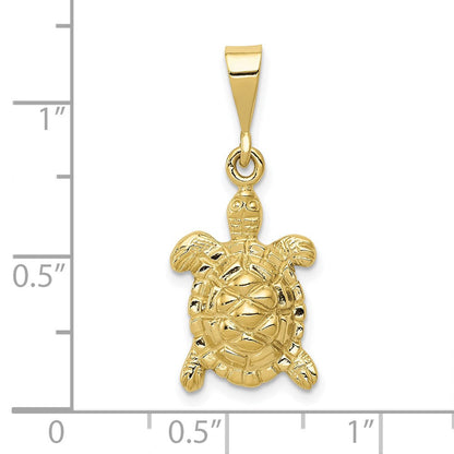 10K Gelbgold Massiv Poliert Offen-backed Meer Schildkröte Charm