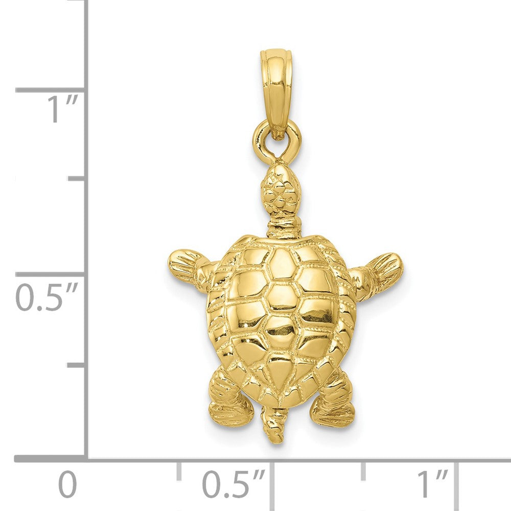10K Gelbgold 10K Massiv Poliert 3-d Beweglich Schildkröte Anhänger