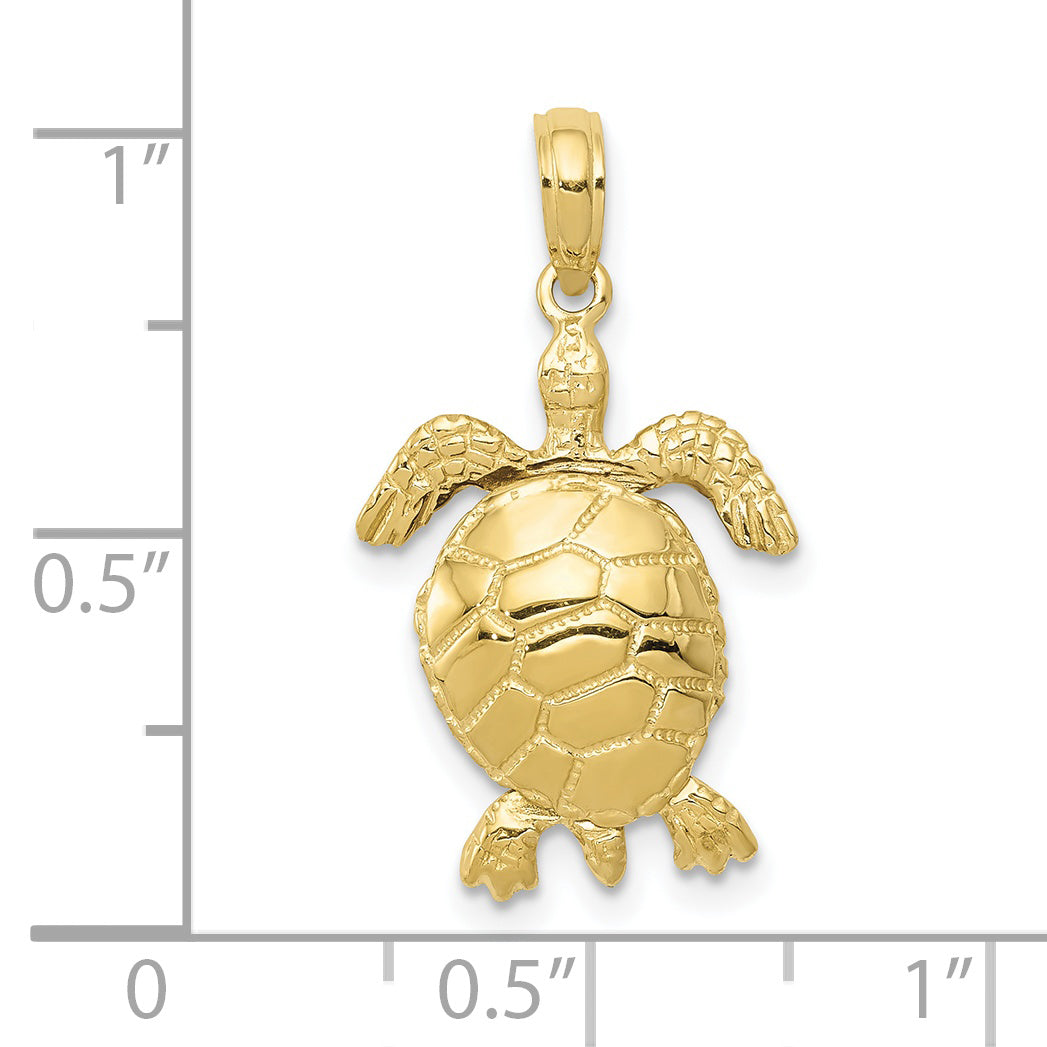 10K Gelbgold 3-d Beweglich Schildkröte Anhänger